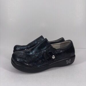 Alegria Kara Oceanic Clog Shoe Women's EU 38/US 7.5 Black Blue Metallic KAR-468X
